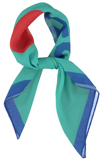 Bandana en soie PEACE turquoise PIUPIUCHICK 70x70 cm