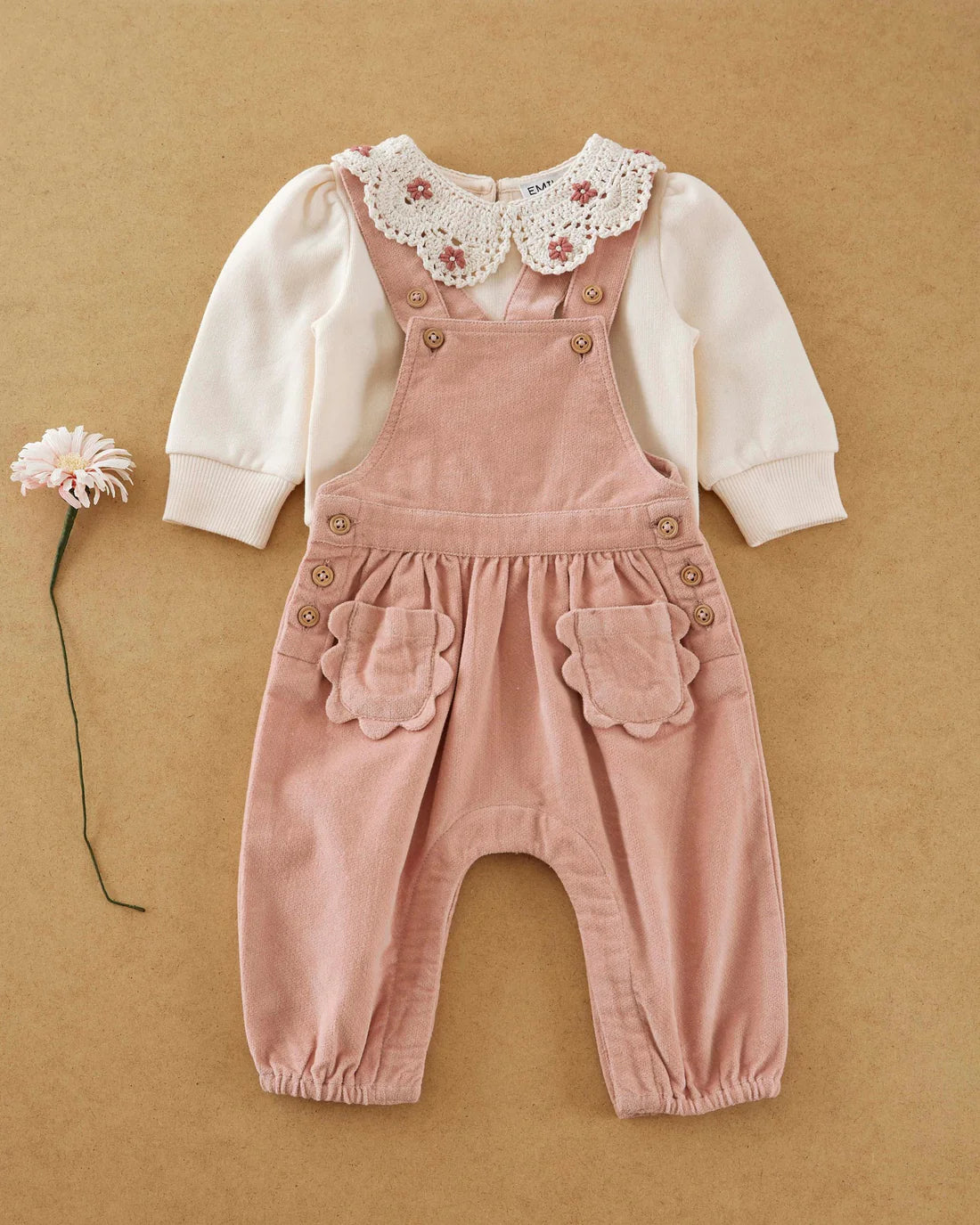 Salopette velours rose EMILE & IDA