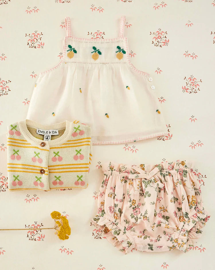 Top à bretelles brodée citron EMILE ET IDA