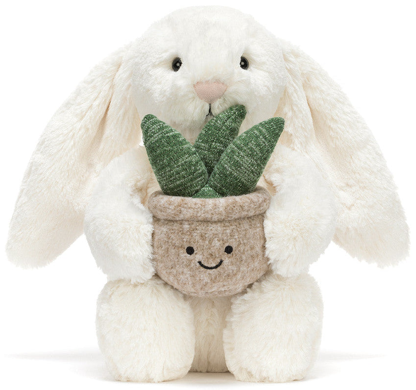 Lapin crème avec sa plante JELLYCAT