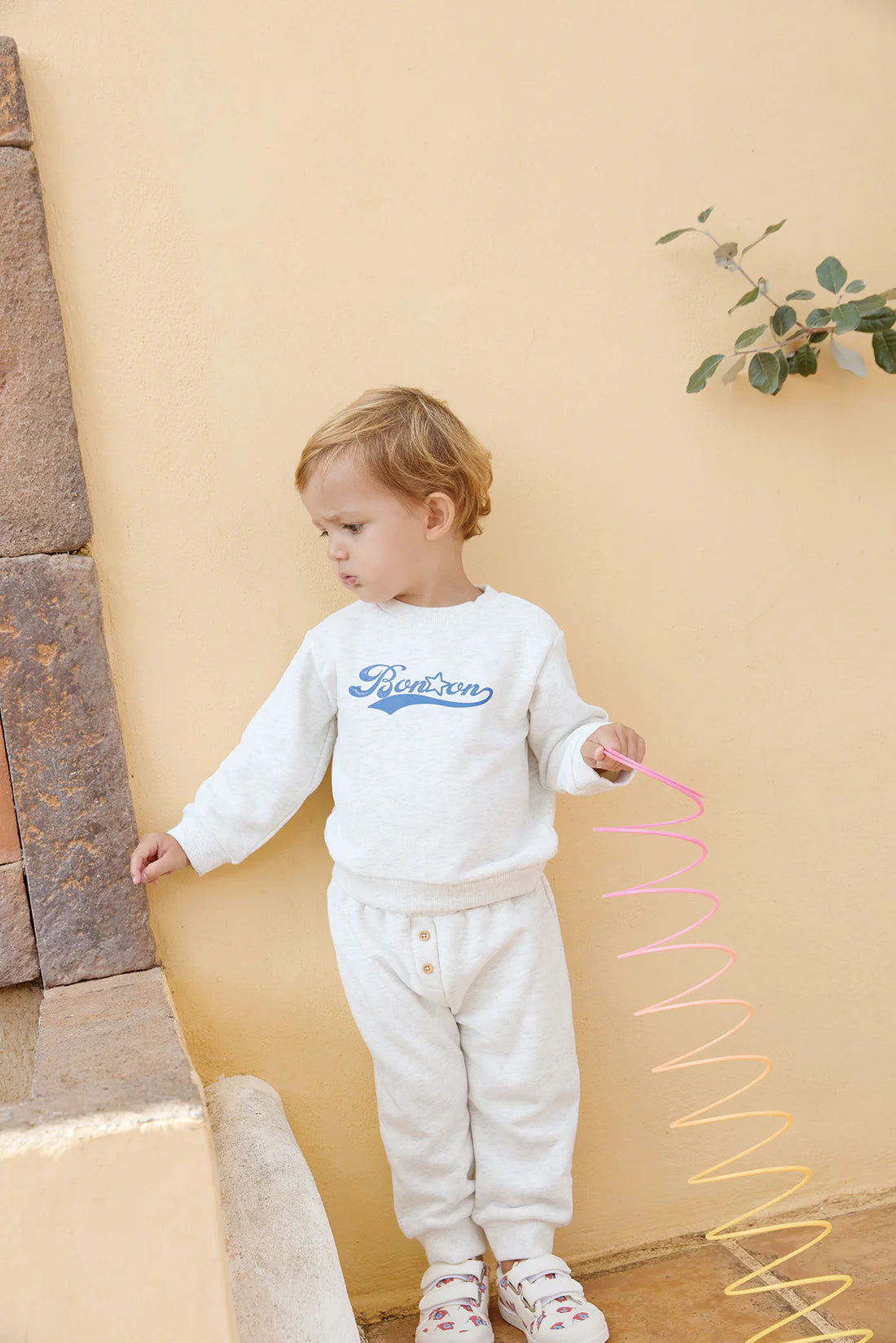 Sweat SMILY LOGO gris chiné BONTON