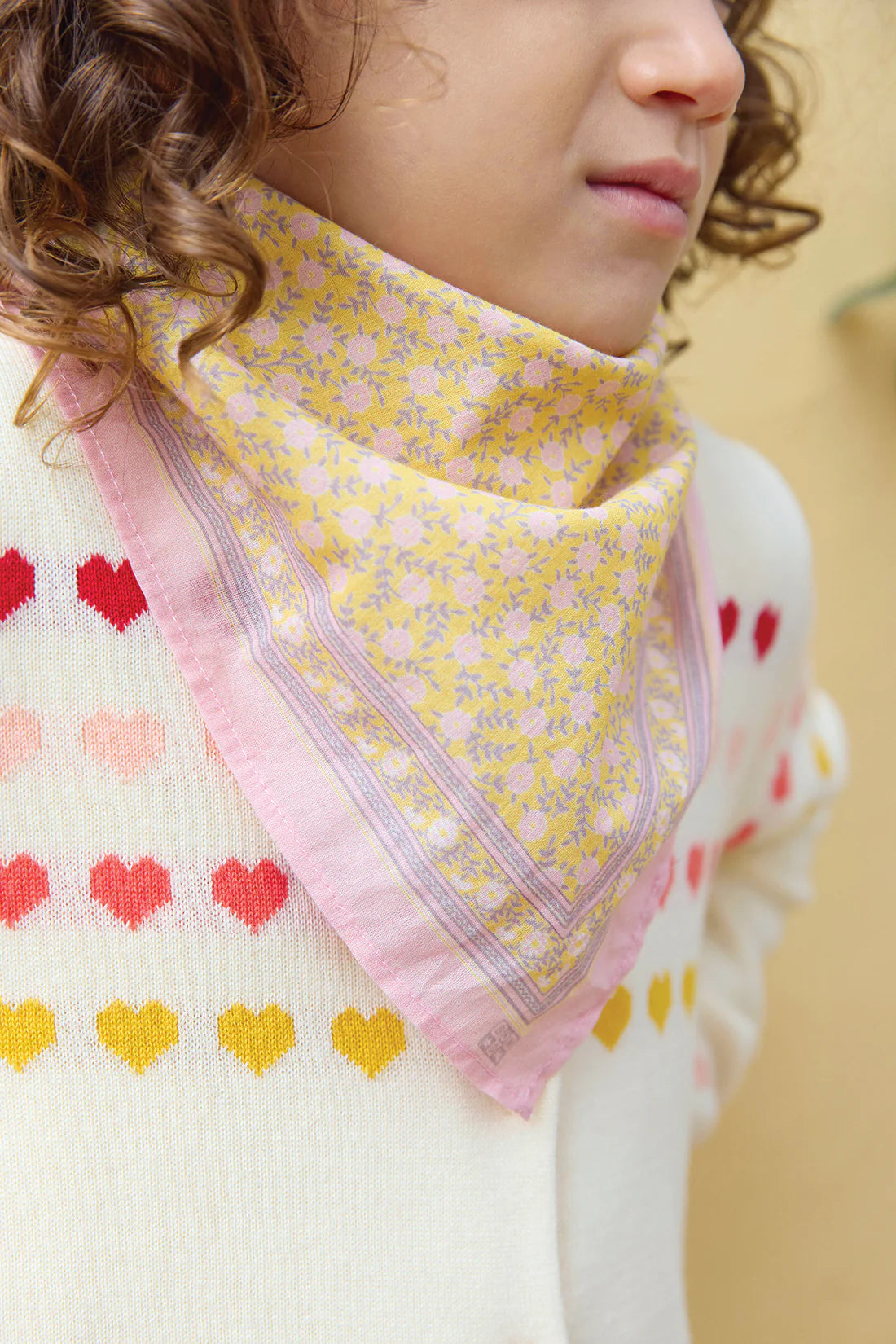 Foulard foulfleur jaune BONTON 50 x 50 cm