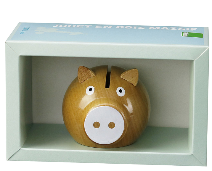 Tirelire cochon en bois naturel VILAC