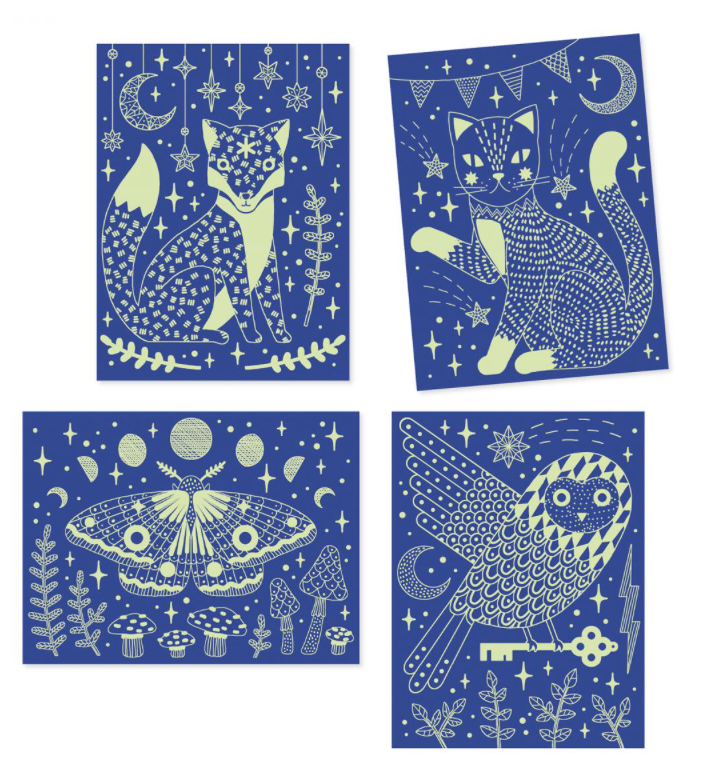 Cartes à gratter Phosphorescentes DJECO
