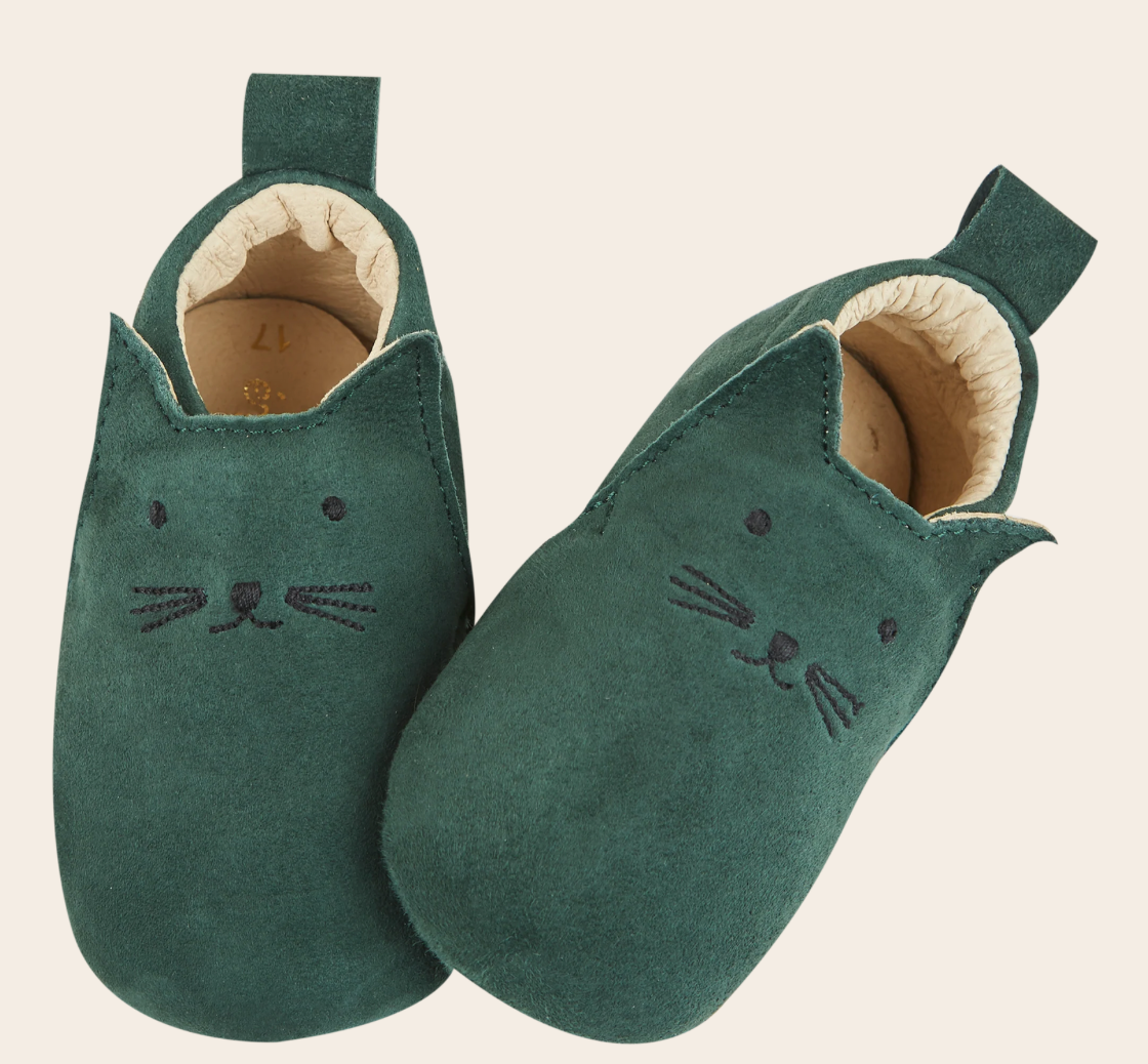 Chausson en cuir chat EMILE & IDA