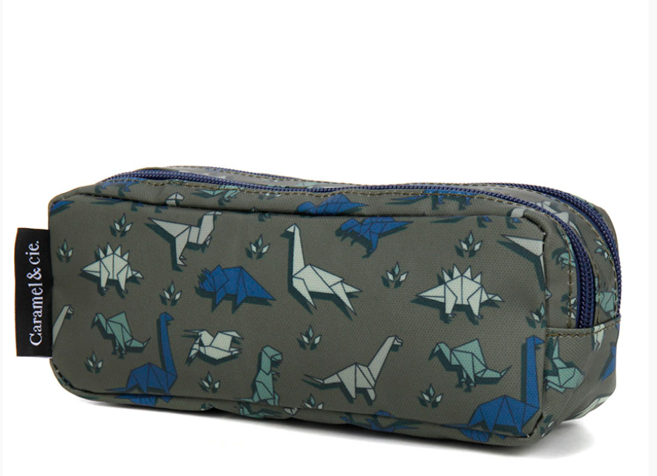 Trousse double Dino origami CARAMEL & CIE