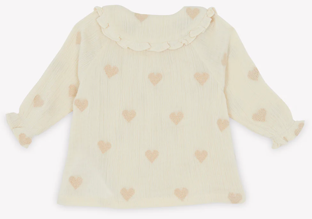 Blouse motif coeurs crème BONTON