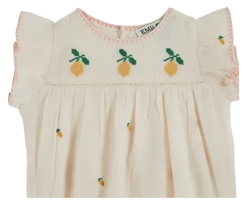 Barboteuse brodée citron EMILE ET IDA
