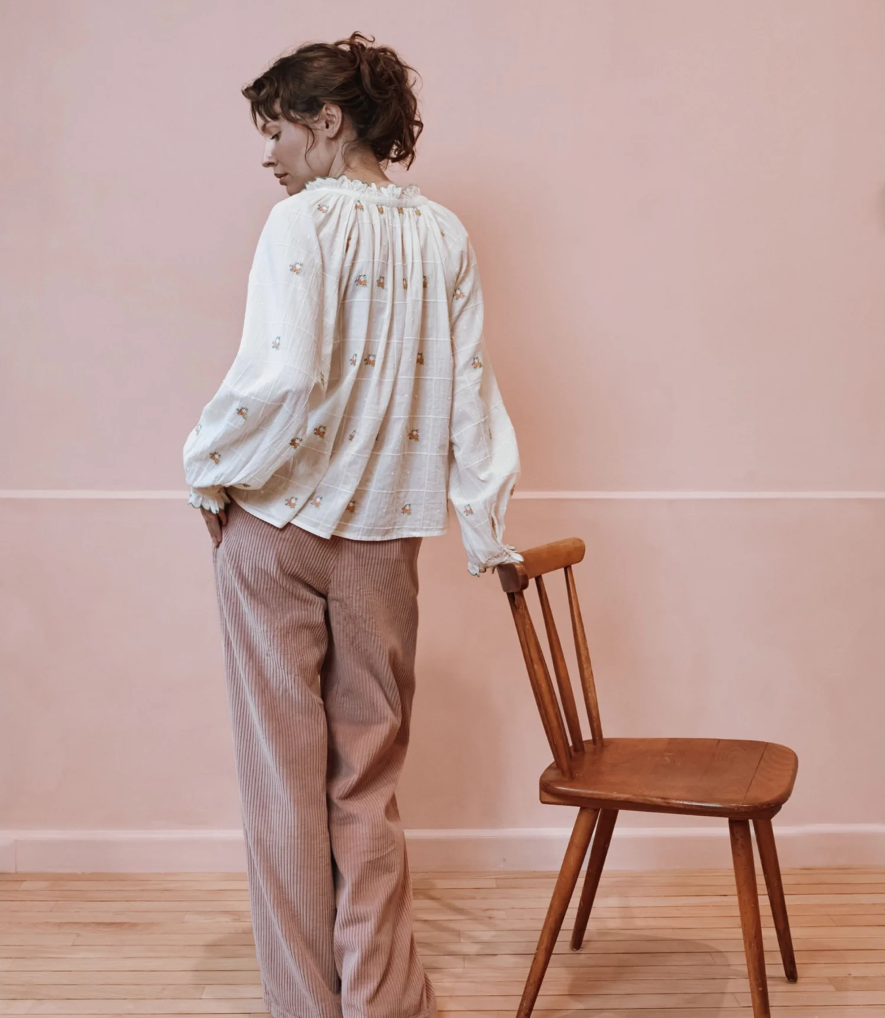 Blouse Vintage brodé main ADULTE Écrue EMILE ET IDA