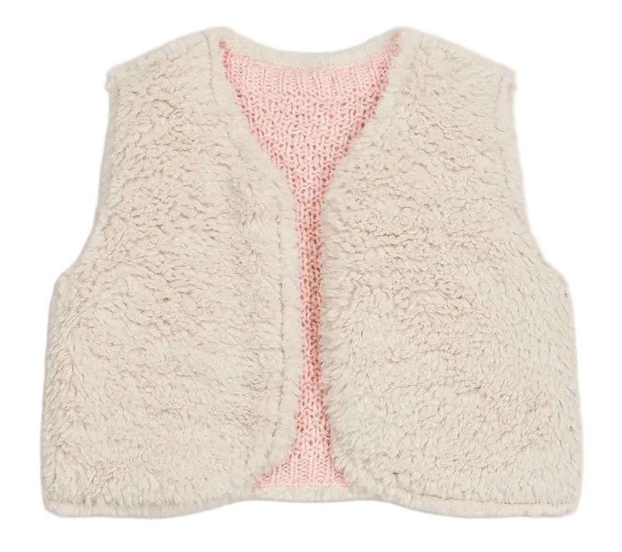 Veste sans manches réversible YOLETTE rose poudré LOUISE MISHA