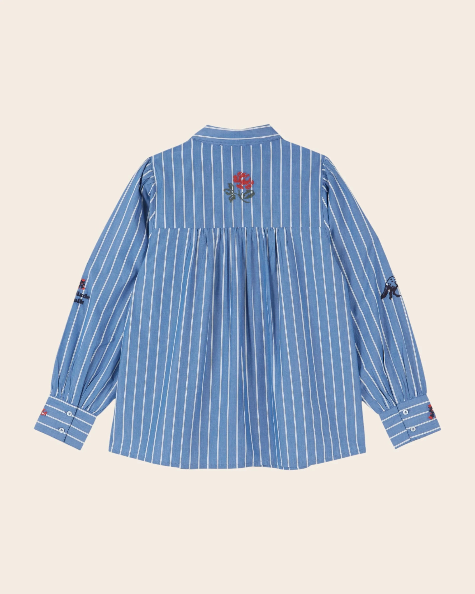 Chemise brodé rayures ADULTE Bleu EMILE ET IDA