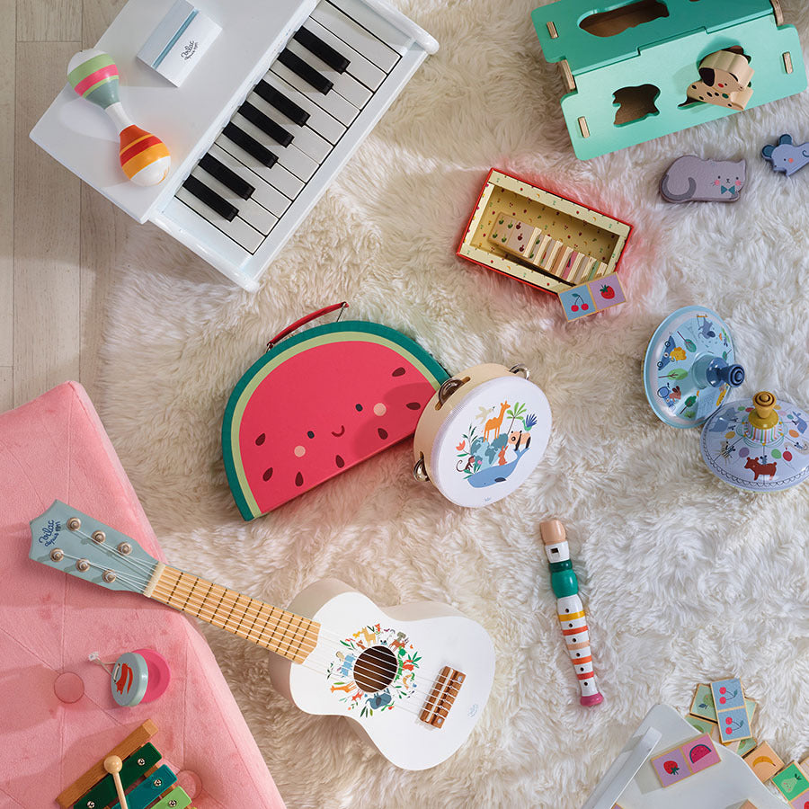 Piano blanc en bois Les animaux du monde Sarah Betz VILAC