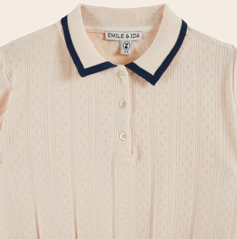 Polo coton POINTELLE crème EMILE ET IDA