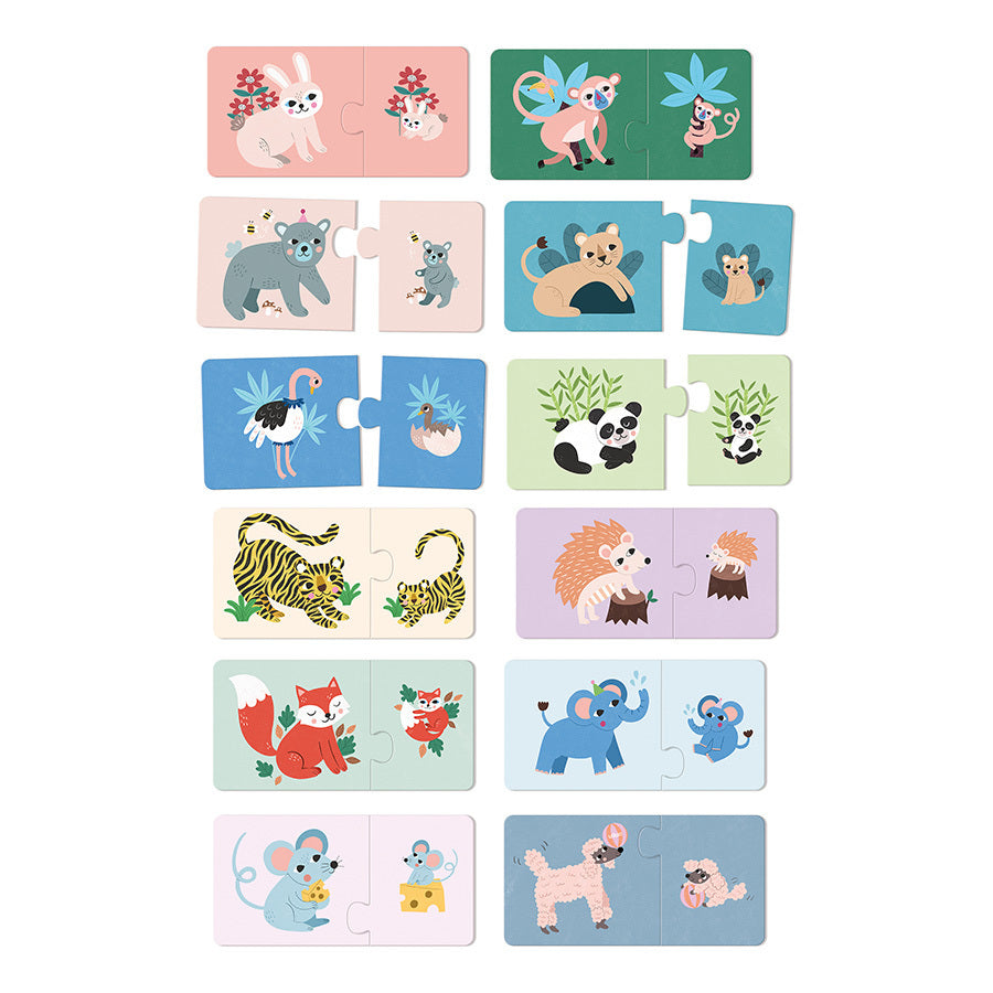Coffret de 12 puzzles en bois Maman-bébé Michelle Carlslund VILAC