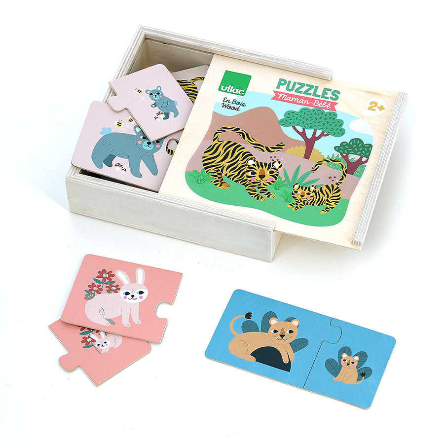 Coffret de 12 puzzles en bois Maman-bébé Michelle Carlslund VILAC