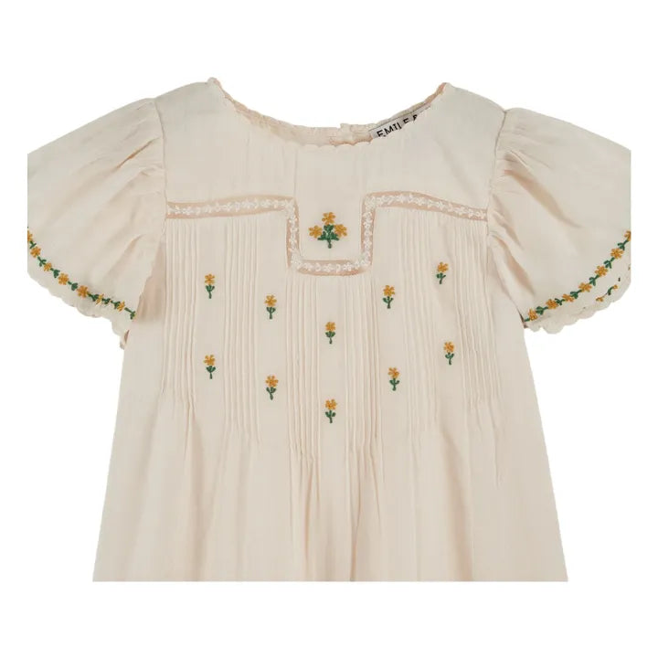Robe brodée fleurs crème EMILE ET IDA