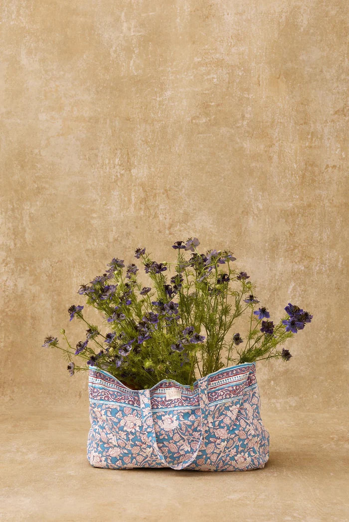 Tote bag BEVERLY blue mountain avens LOUISE MISHA