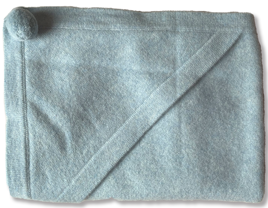 Couverture en cachemire bleu chiné LES LUTINS