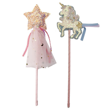 baguettes magique étoile et licorne rose à paillettes
