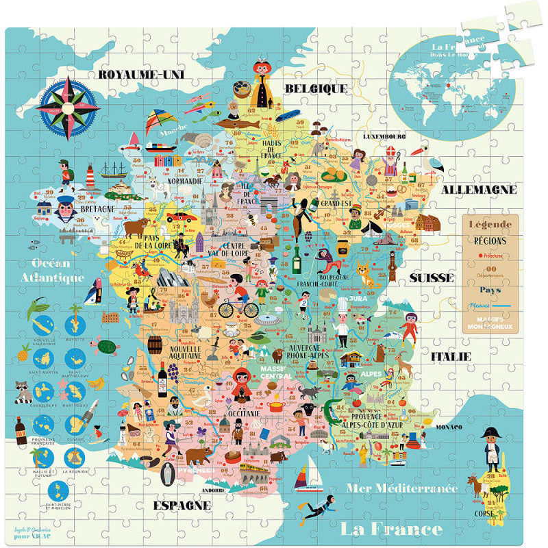 Carte de France puzzle 300 pcs Ingela P. Arrhenius VILAC