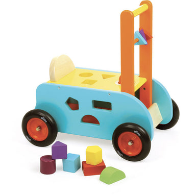 chariot de marche en bois multicolore  pour enfant